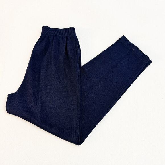 St. John Basics Navy Straight Leg Wool Pants Pockets Size 4 MINT - Picture 8 of 8
